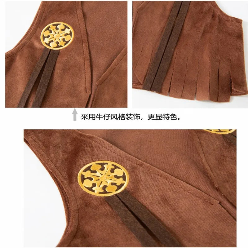 2025 Kids Toddlers costume cowgirls Cosplay 3pc suit purim event Holiday BIRTHDAY outfits Hat Scarf Shirt waist coat Skirt