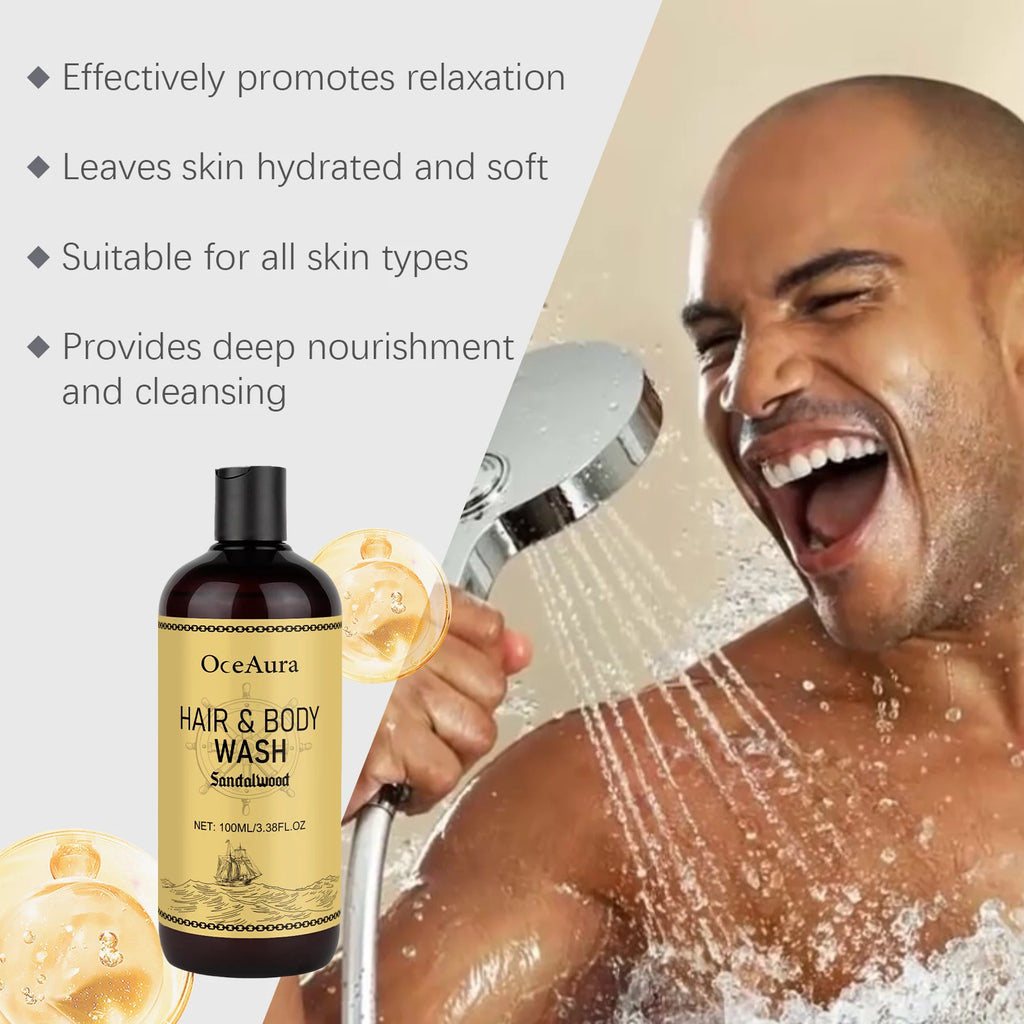 OceAura 2-in-1 Shampoo & Body Wash for Men - Moisturizing Body Wash, Skin & Scalp Cleanser, Hair Shampoo