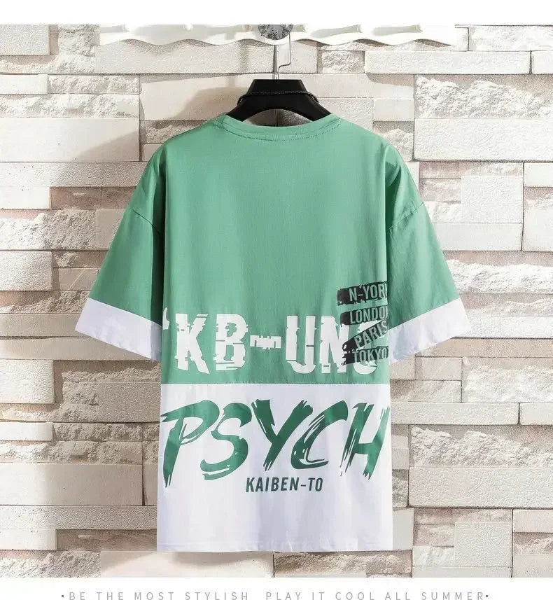 Men Casual T Shirt Letter Printed T-Shirt Hip Hop Y2K Streetwear Fashion Sport Gym Summer Washed Tops Men Clothing Trends 반팔 남자