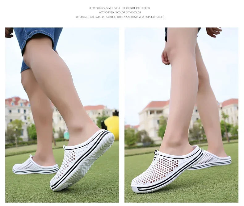 Men Shoes Beach Slippers Unisex Hollow Out Casual Women Beach Sandal Flip Flops Shoes Non-slip Size 36-45 Mens Slippers