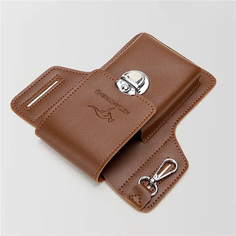 Phone Belt Bag For Men Bags Cell Phone Loop Holster Phone Pouch Wallet High Quality Multifunctional PU Leather Phone Case