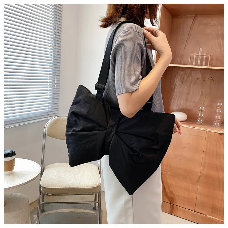 Soft Nylon Women's Portable Shoulder Bag Large Capacity Female Commute Crossbody Bags Simple Design Ladies Tote Purse Handbags