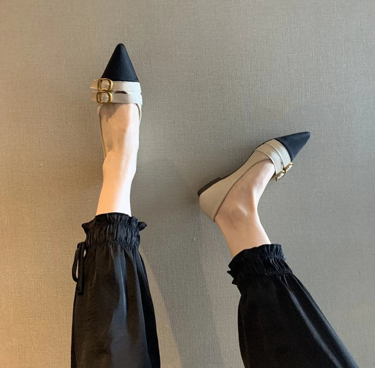Ladies Summer Footwear Flat Office Black Shoes for Women 2025 Low Heel Elegant Pointed Toe Flats Beau Today High Quality 39 Shoe