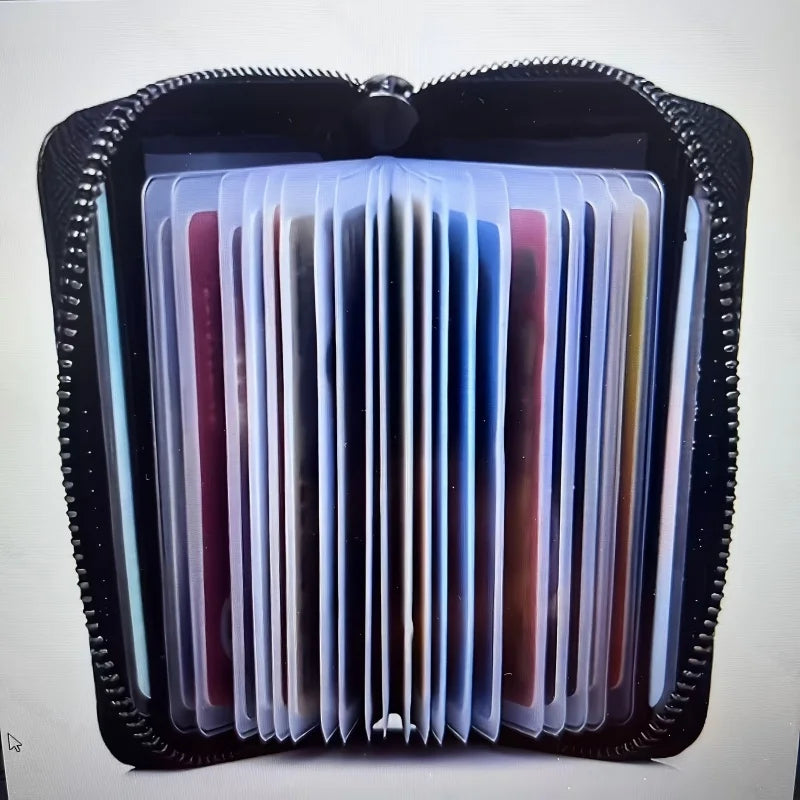 Men's ultra-thin RFID anti-theft zipper wallet multifunctional business card holder secure travel document manager