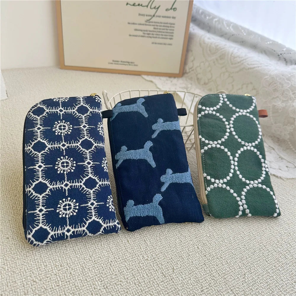 Ladies' Coin Purses Handmade Cotton Linen Embroidery National Personalized Canvas Lipstick Mobile Phone Glasses Storage Bags