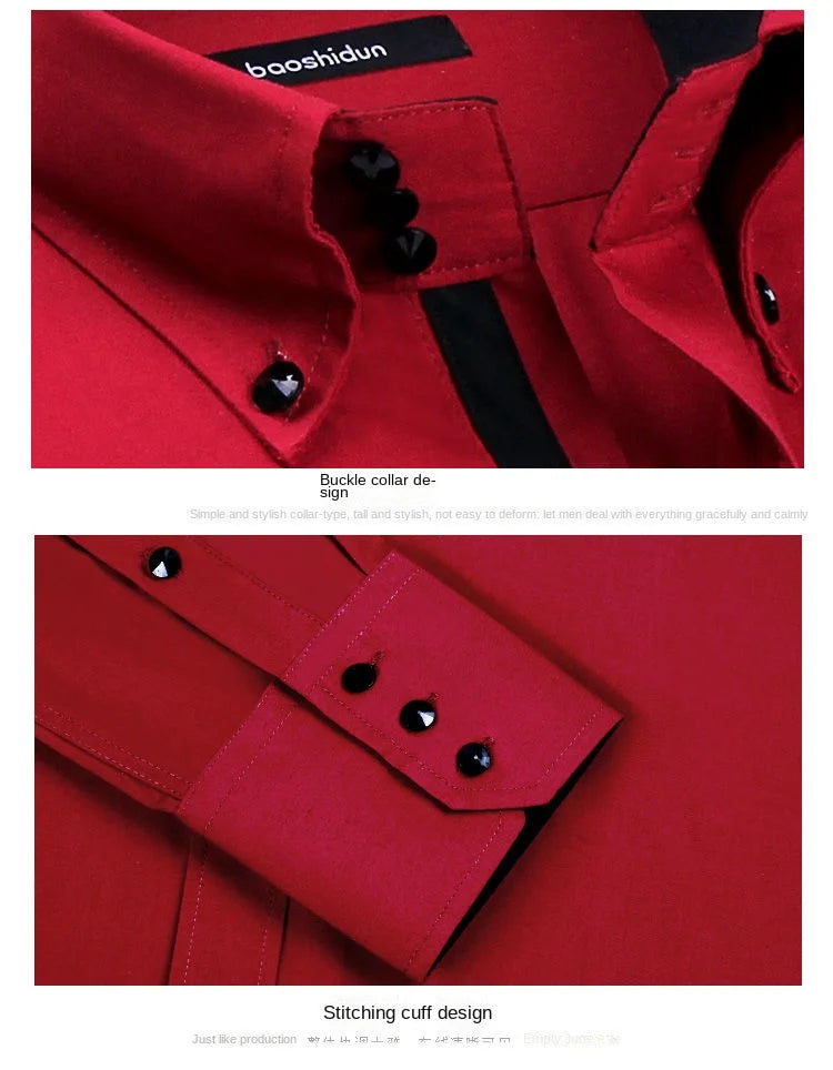 Men's Collared Shirt Long Sleeve Fashion Korean Button-down Casual Shirts Formal Business Dress Shirts Slim Fit Designer Shirts
