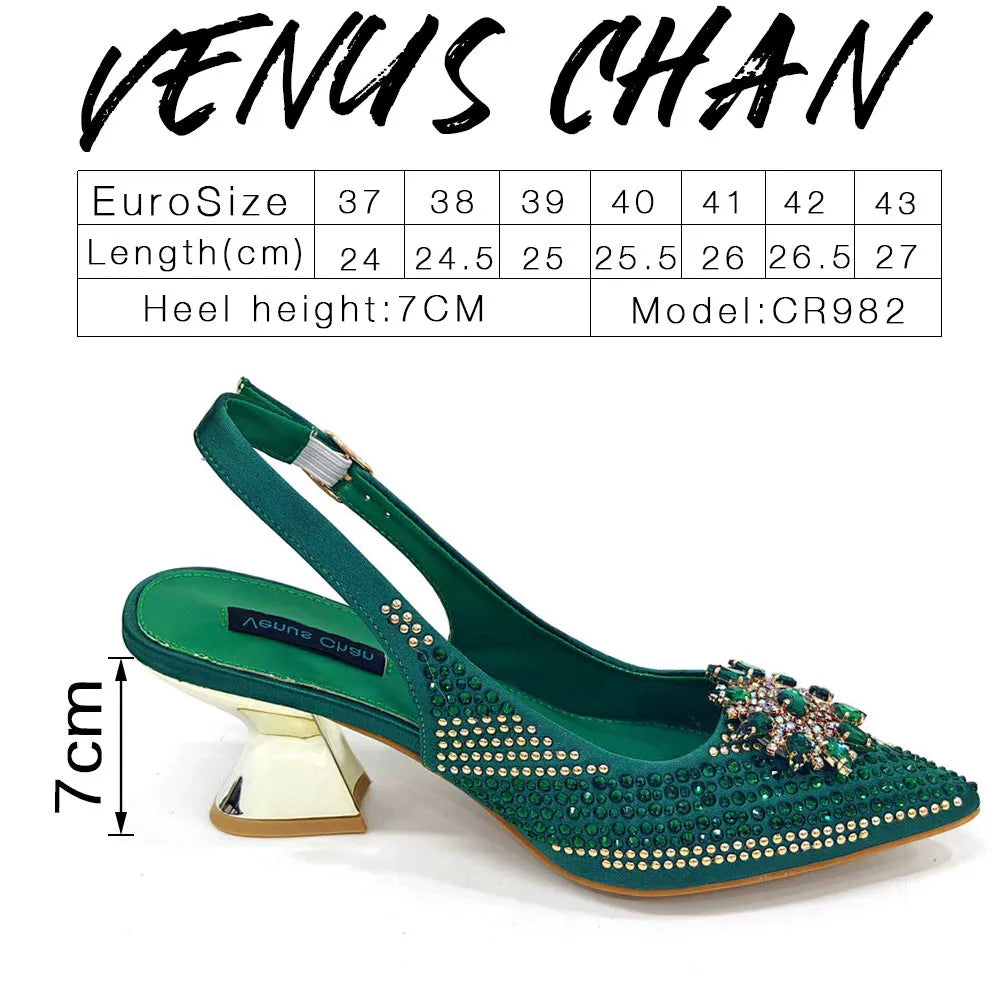 Nigeria Fashion Rhinestone-encrusted Ladies Party Shoes And Special bags High Heels And Dual Purpose Bag Women's Shoes