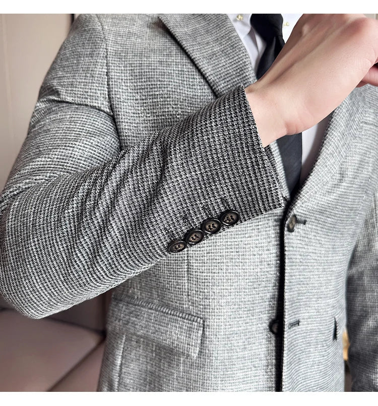 Men Suit Jacket Blazer Hombre High-quality Fashionable and Elegant Men Business Slim Fit Suit Jacket Social Party Formal Jacket
