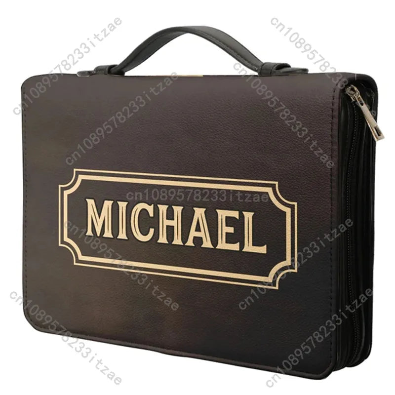 Christianity Church Bible Bag Man Of God 1 Timothy 6 11 Lion Warrior Verse Design Bible Cover Case PU Handbags Study Book Boxes