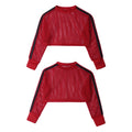 Kids Girls Fishnet T-shirt Hip Hop Street Dance Tops Long Sleeve Round Neck Hollow Out Mesh Crop Top for Workout Gym Sportswear