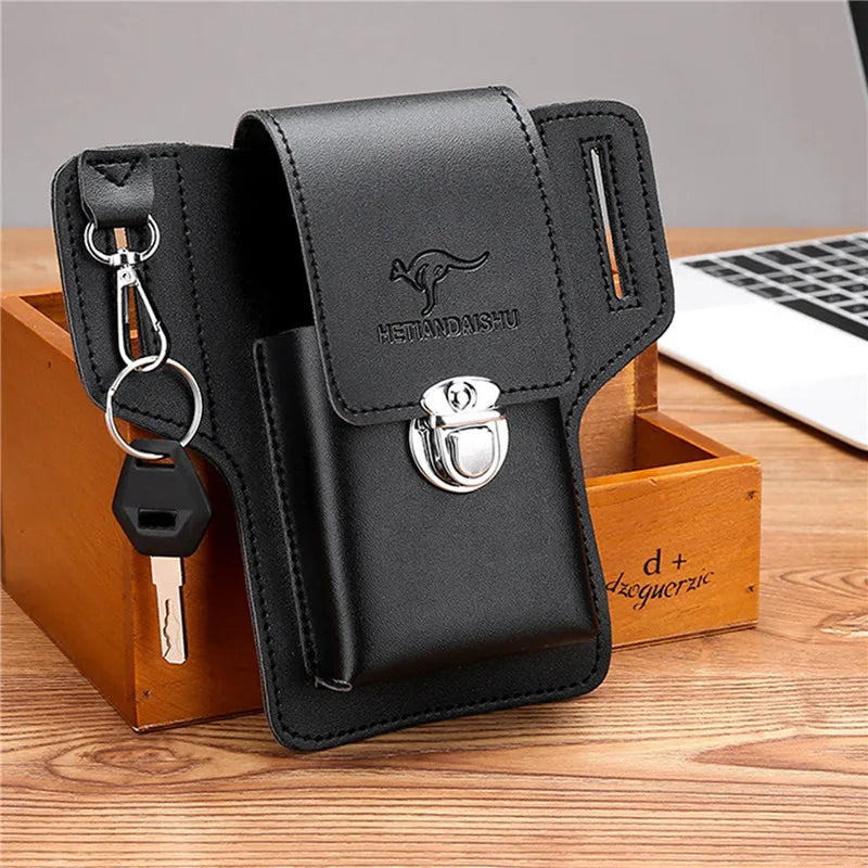 Phone Belt Bag For Men Bags Cell Phone Loop Holster Phone Pouch Wallet High Quality Multifunctional PU Leather Phone Case