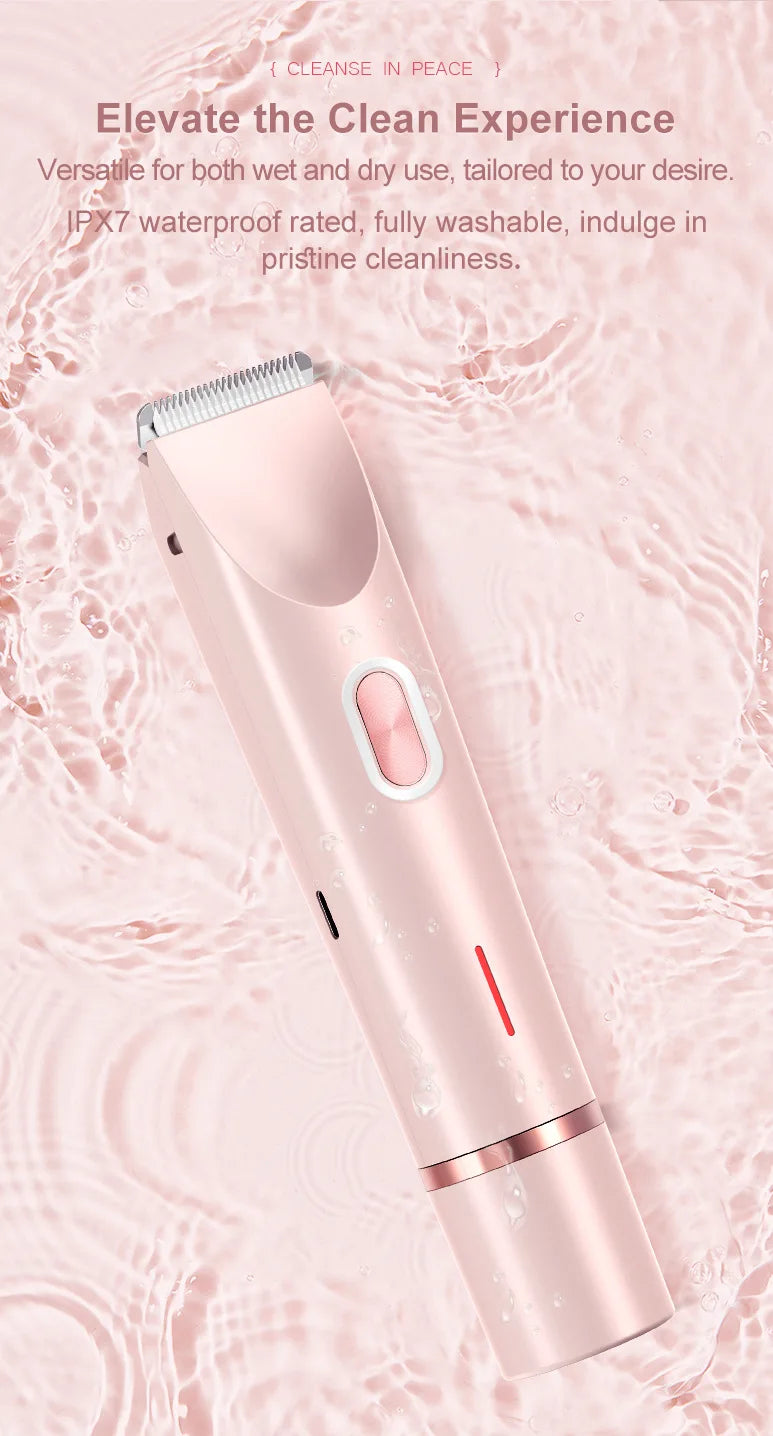 2 in 1 Electric Razors for Women Double Head Shaver for Pubic Hair Trimmer IPX7 Waterproof Wet&Dry Use Bikini Shaver for Body