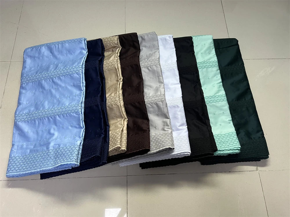 2026 High-Quality African Nigerian Tulle Lace Fabric for Dress Sewing Pure Embroidery Damask Cotton Wedding Party 5Yard hz1413