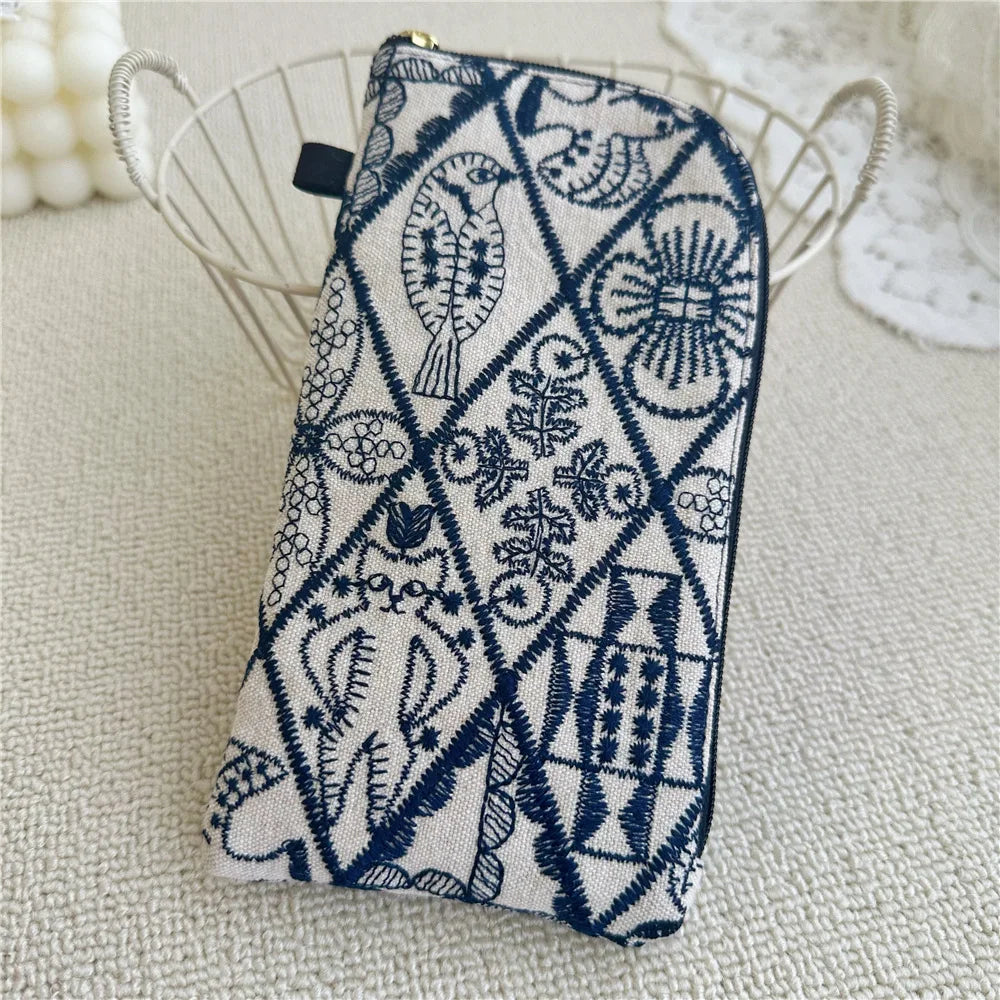 Ladies' Coin Purses Handmade Cotton Linen Embroidery National Personalized Canvas Lipstick Mobile Phone Glasses Storage Bags