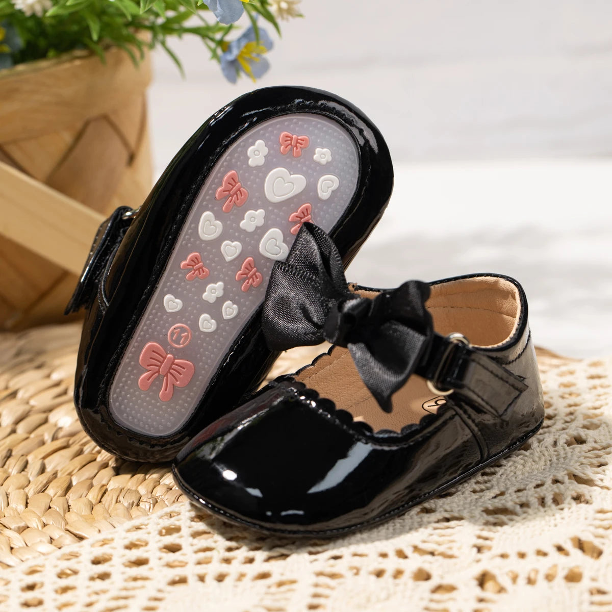 KIDSUN Newborn Baby Girl Shoes PU Leather Bowknot Dress Shoes Infants Rubber Non-Slip Toddler First Walker Baby Shoes Girls