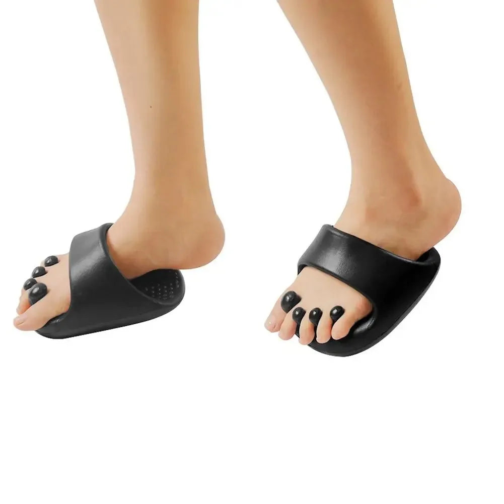Women's Arch Support Massage Slippers Thick Soled Slide Sandals Shaking Slimming Shoes Postpartum Leg Massage Foot Relief