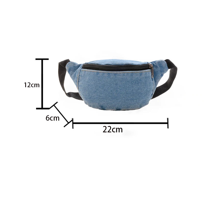 Fashion Denim Children's Waist Bags Leisure Boy and girl Crossbody Chest Bag Street Trend Belt Bag Kids Birthday gift Waist Pack