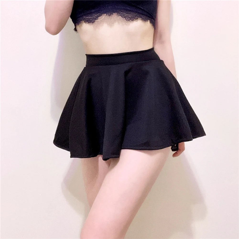 Sexy Micro Mini Skirts for Women Basic Black Shorts Pleated Skirt Girls Dance High Waist A-Line Pleated Skirts