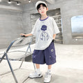 Teenage Summer Tracksuit for Boy with Shorts Tshirt 2 Piece Top and Bottom Clothes Set Kids Child Casual Cotton Outfit Suit Wear