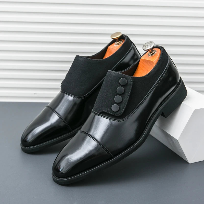 High End Brand Men's Leather Casual Shoes Office Men's Business Shoes Luxurious Banquet Pointed Toe Shoes for Wedding Brown