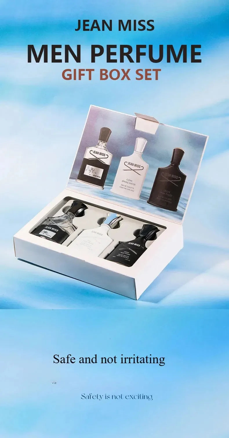 3PCS Men's Perfume Gift Set 90ml Long Lasting Fresh Scent Cologne Premium Eau De Toilette Masculine Fragrance Perfumery