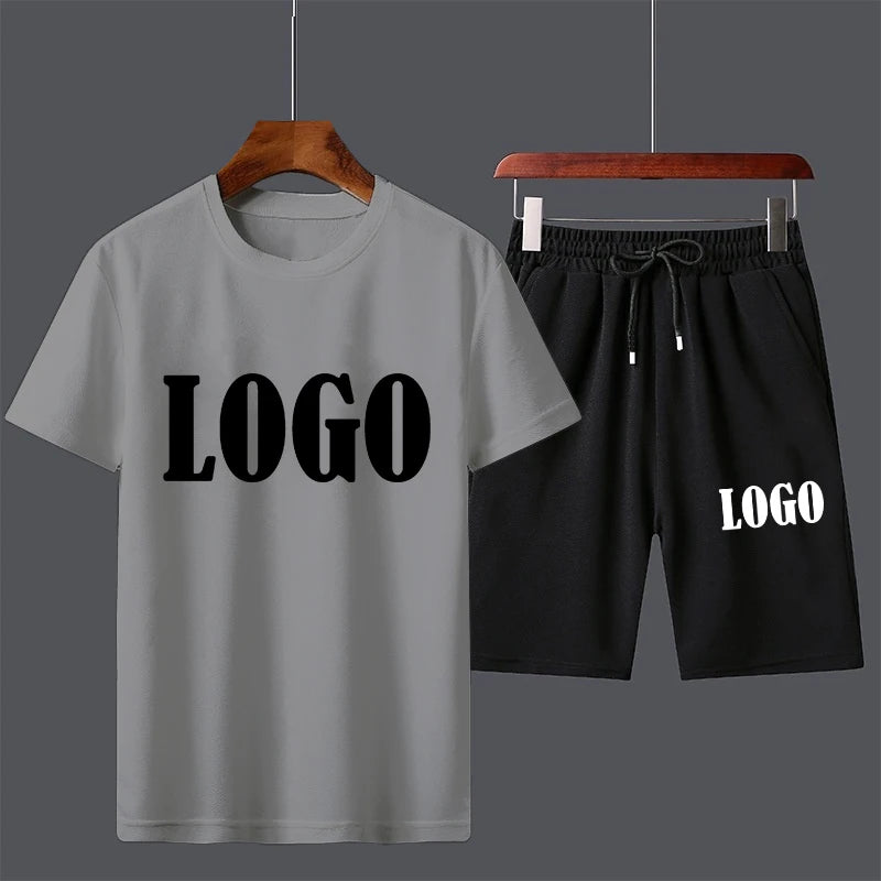 Customized Summer Trending Men Casual Suits Short Sleeve T-shirt+Shorts Sets Fashion Beach Two-piece Set