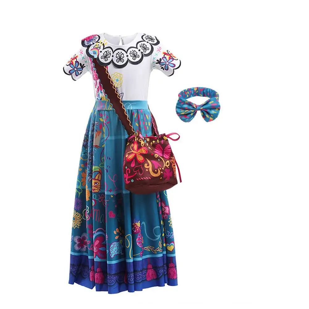 teens Girls Encato Costume with bag headband Charm Princess Dress Seit Kids Mirabel Carnival performance Birthday Party Clothing
