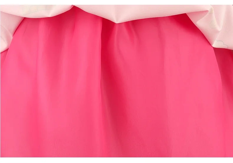 Kids Girls Summer Dresses Short Sleeve Print Costume New Movie Peach Princess Cosplay Dress Children Party Dress Birthday Gift