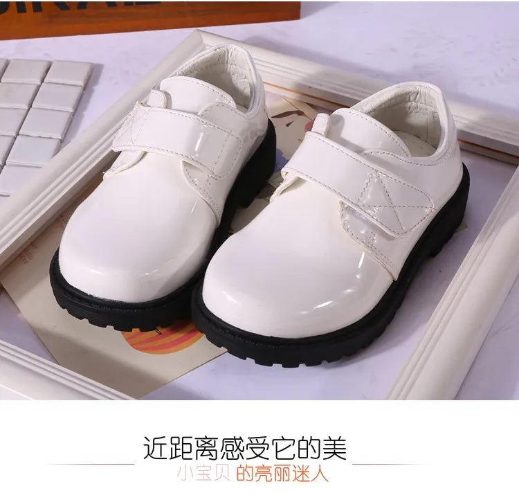 New Boys Leather Shoes British Style School Performance  Kids Wedding Party Shoes White Black Casual Children Moccasins Shoes