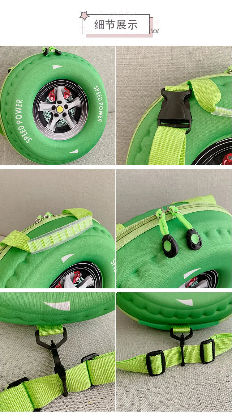 Children's Schoolbag Fashion Tyre Shaped Boys Girls Backpack 3D Cartoon Kindergarten Shoulder Bag Large Capacity Kids Handbag