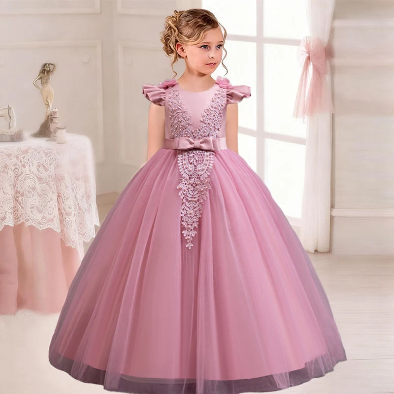 4-12 years old Dress up dance party girl dress tulle girl wedding dress elegant girl party dress kids Christmas dress