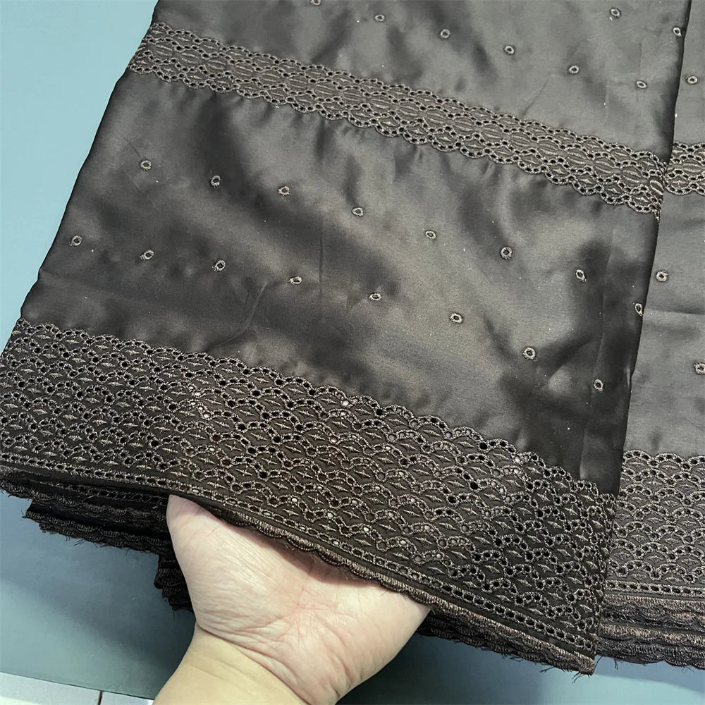 2026 High-Quality African Nigerian Tulle Lace Fabric for Dress Sewing Pure Embroidery Damask Cotton Wedding Party 5Yard hz1413