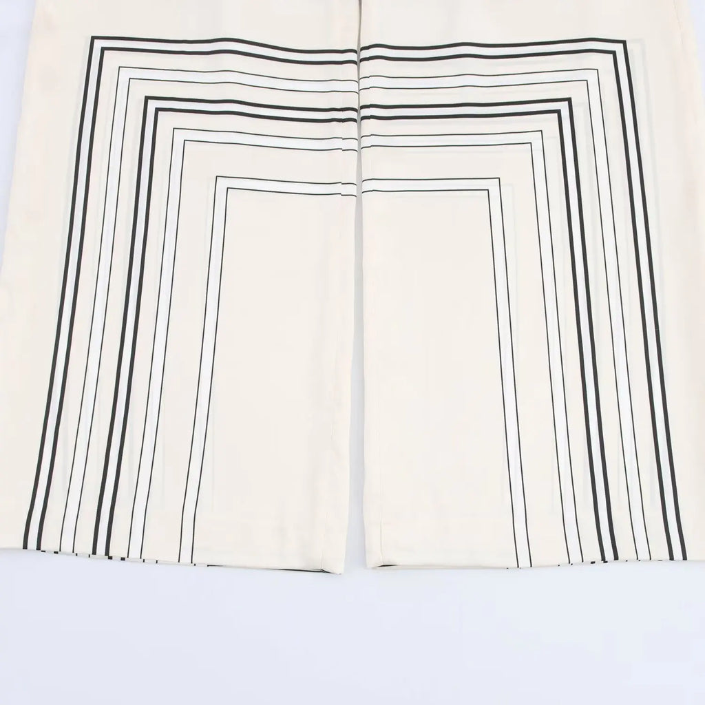 HH 2025 Women Trouser Suit Turn-down Collar Long Sleeve Single-breasted Slim Print Shirt+High Waist Zipper Loose Long Pants