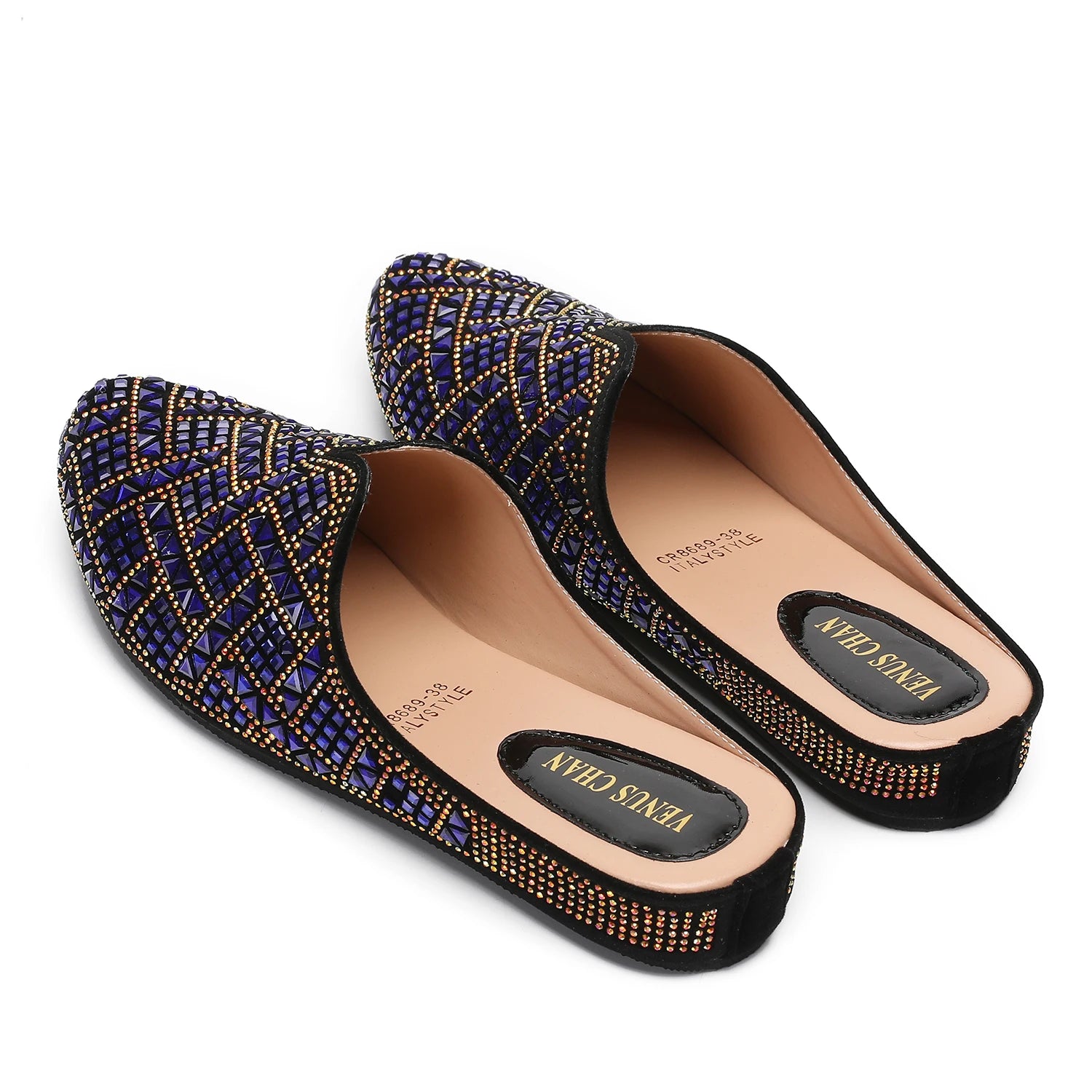 2025 Latest Design Nigeria Silver Color Half Shoes Elegant Flat Shoes for Woman Fashion Comfortable Party Slippers
