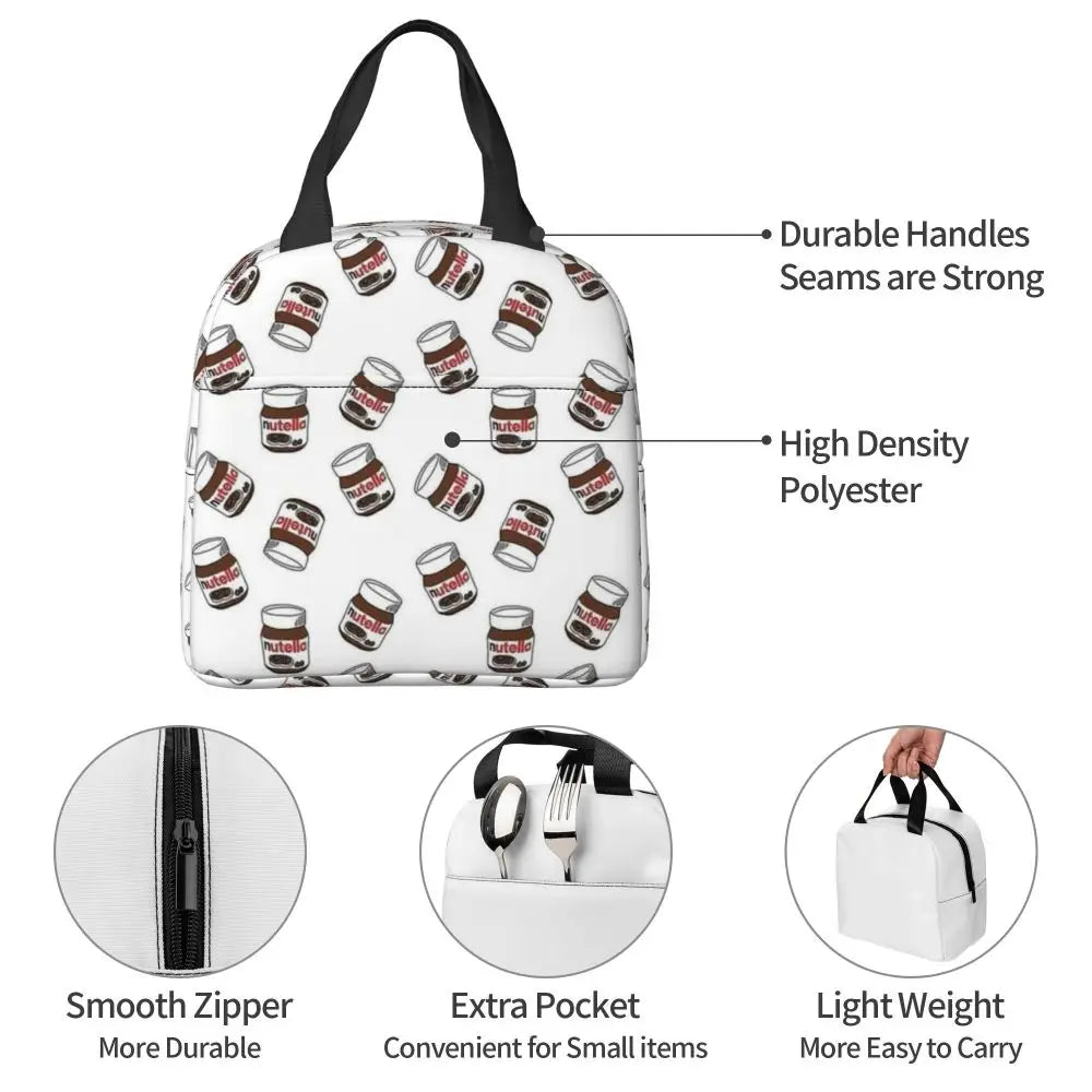 Custom Italy Nutellas Thermal Insulated Lunch Bag Women Portable Lunch Container for Outdoor Picnic Storage Food Box
