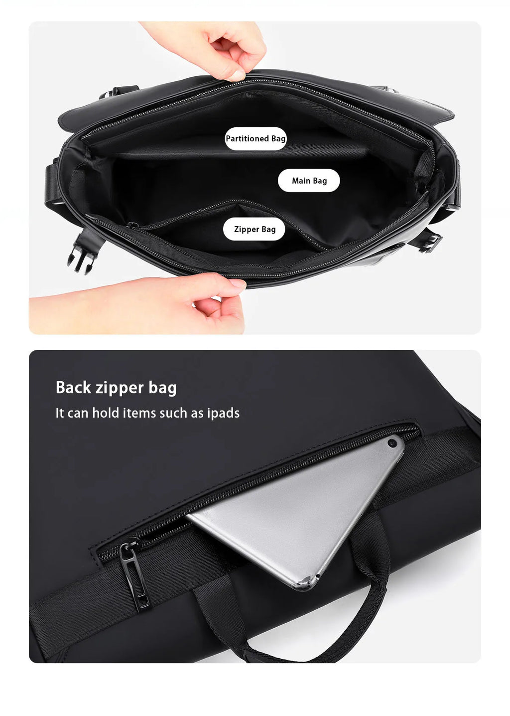 New Briefcase, High-End Business Crossbody Bag, Commuter Travel Backpack, Large-Capacity Shoulder Bag, Fashionable Water-Repellent Handbag, Laptop Bag, Solid Color Casual Bag