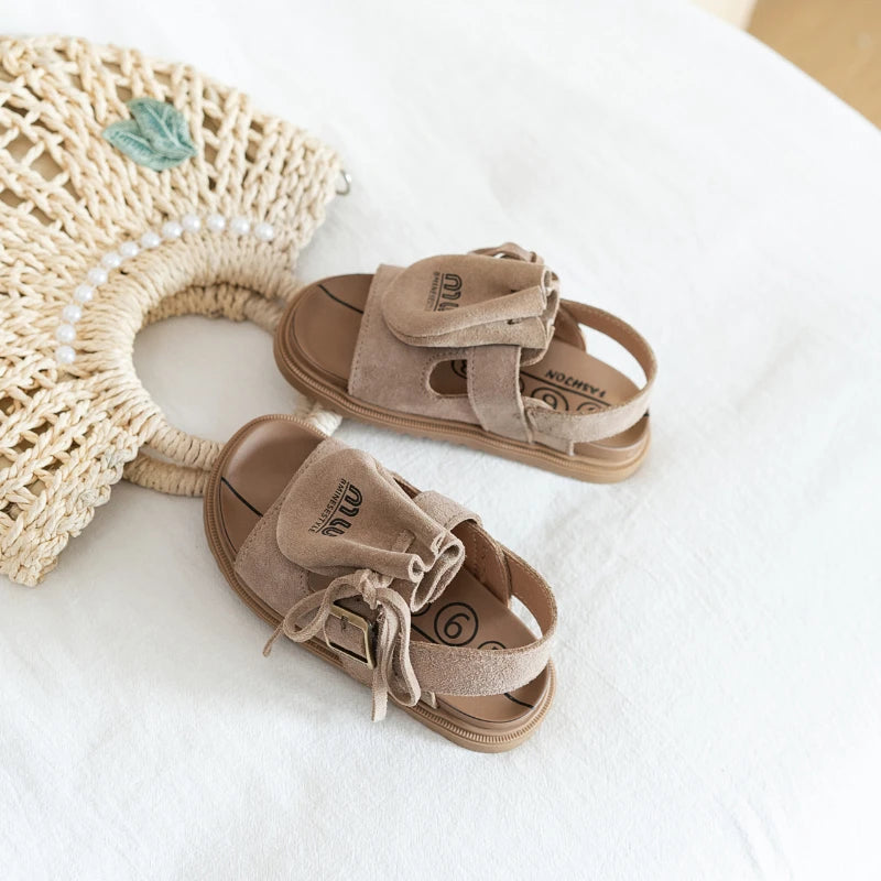 2025 Sandals for Boys Fashion Summer Shoes 3-16 Years Girls Open Toe Matte Pu Leather Shoes Sandals Children Slippers