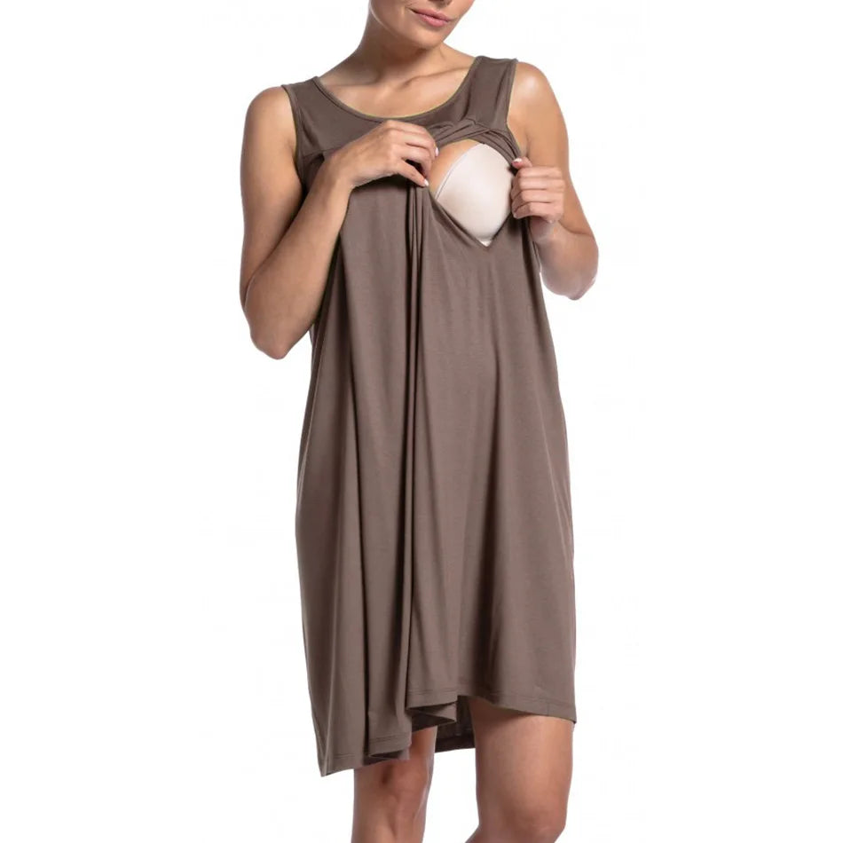 Maternity Nightgown Soft Comfortable Nursing Dress Breastfeeding Pregnant Women