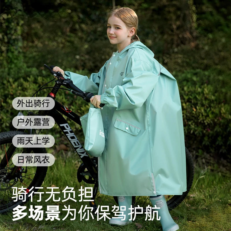 Kid's Waterproof Raincoat with Backpack Space New Children's Full Body Rain Suit Elementary School Students School Raincoat