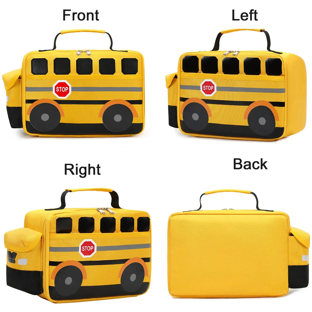 Children's Lunch Bag for Kids Cute 3D Bus Thermal Insulated Small Lunch Box Leakproof Boys Girls Toddler School Tote Bag