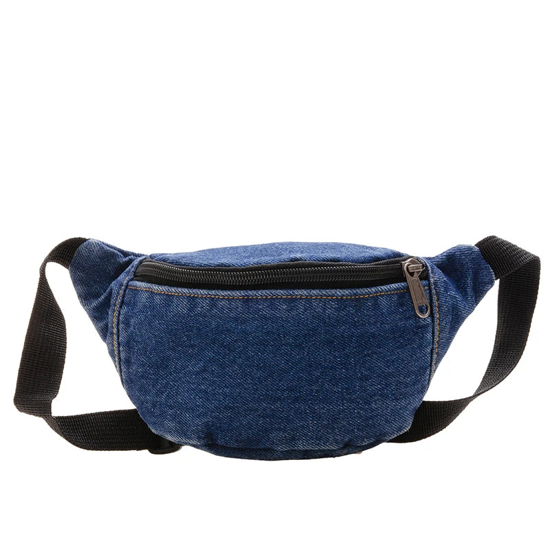 Fashion Denim Children's Waist Bags Leisure Boy and girl Crossbody Chest Bag Street Trend Belt Bag Kids Birthday gift Waist Pack