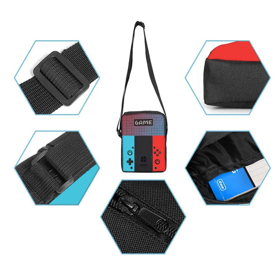 3 Pcs Set Games Console Messenger Bag ,Pencil Bag ,School Bags For Boy/Girls Children Best Gifts Cartoon School Backpack