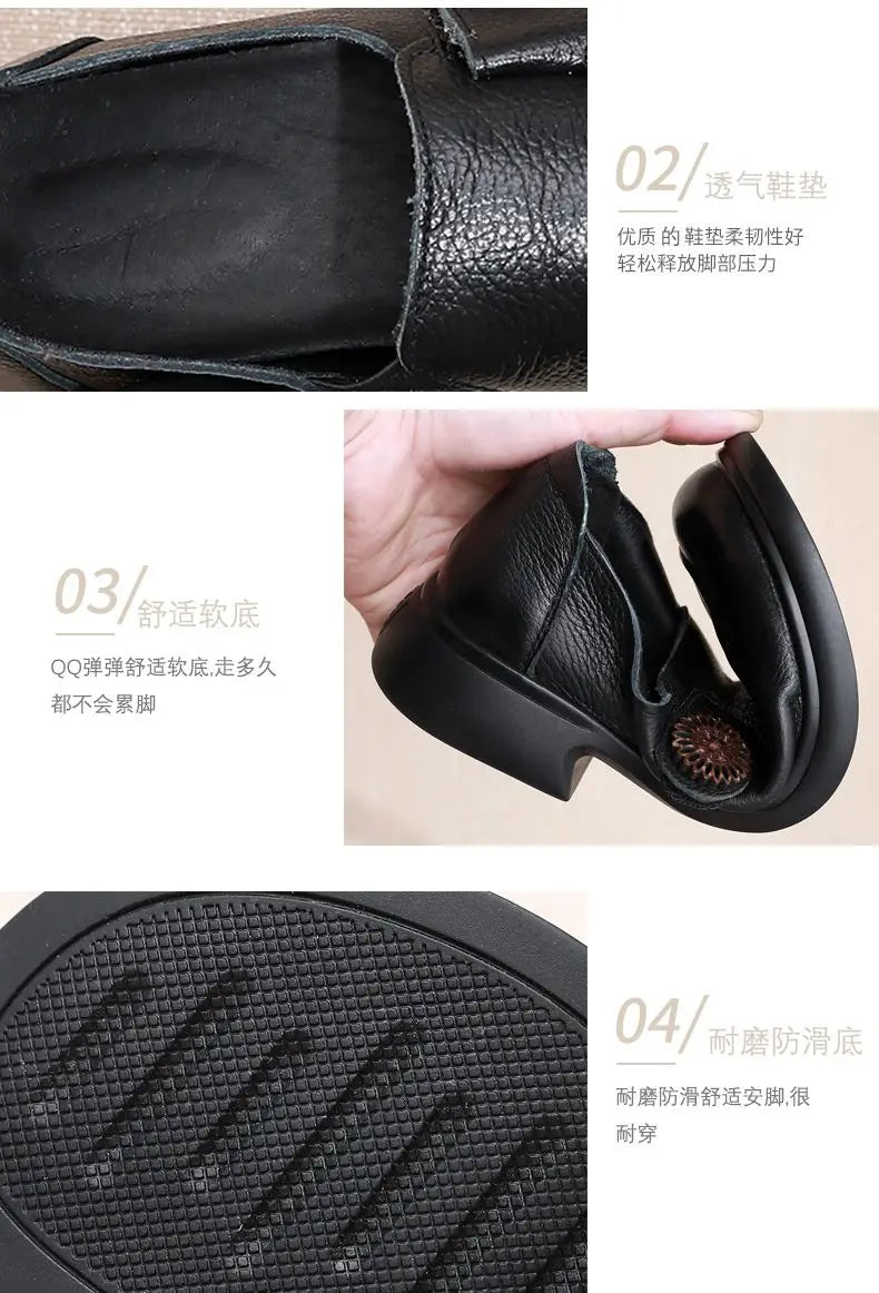 Genuine leather loafers women  comfortable gray shoes low heels luxury ladies court shoes slip on moccasins elegant dress flats