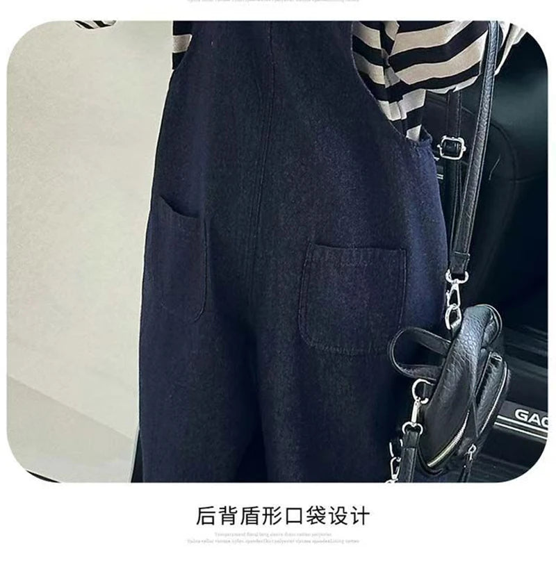Girls 2 Piece Outfit Korean Style Kids Striped Long Sleeve T-shirt + Loose Denim Overalls Set Spring Autumn Children's Clothing