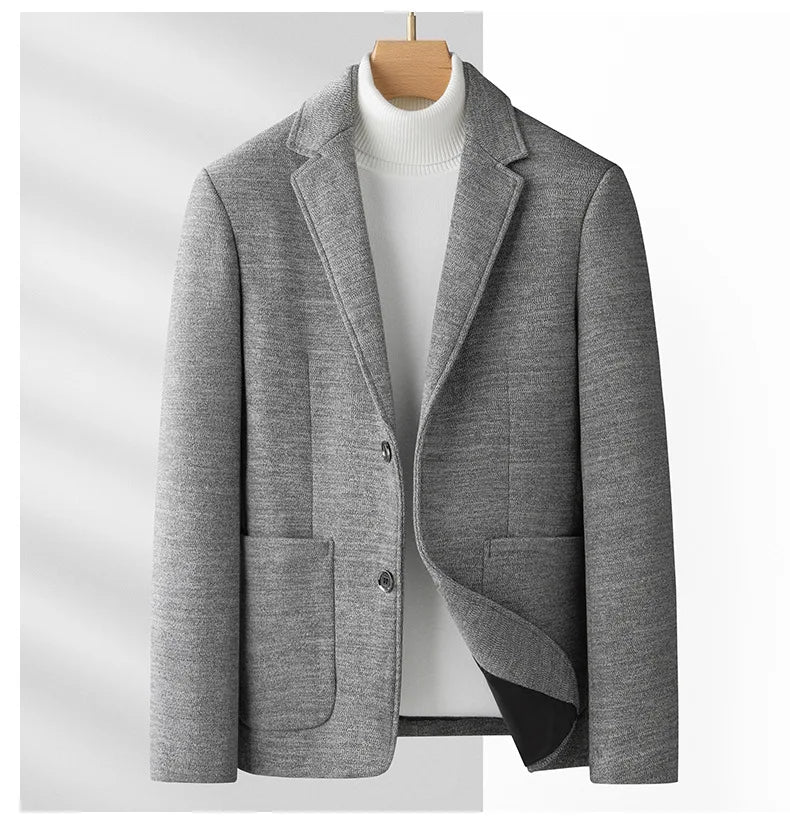 Man Blazer Autumn Turn Down Collar Pocket Male Suit Coat Retro Single-breasted Long Sleeve Non-ironing Casual Men Outerwear