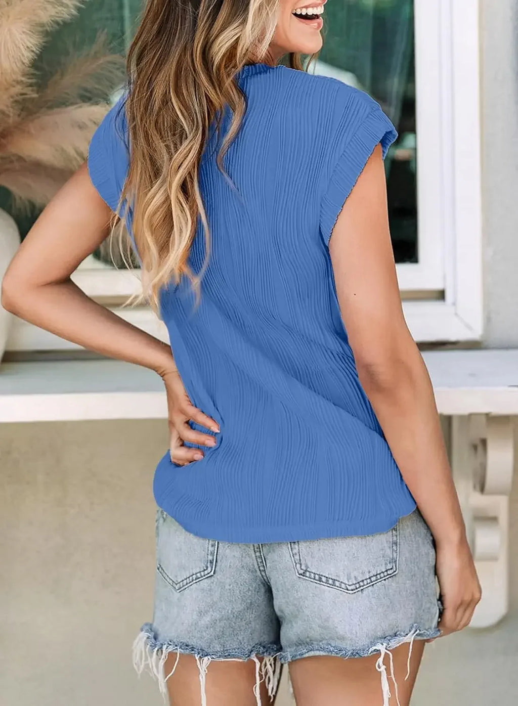 2025 Summer New Womens t-shirt Short Sleeve Textured Tops Crewneck Knit Solid Loose Casual Basic T Shirts Tee Blouses