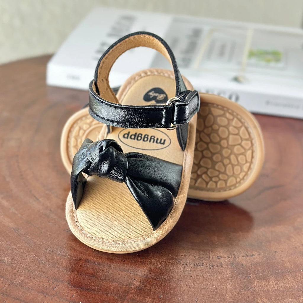 Infant Baby Girl Boy Sandals Comfort Premium Summer Outdoor Casual Beach Shoes with Flower Bowknot Anti Slip Rubber Sole Newborn