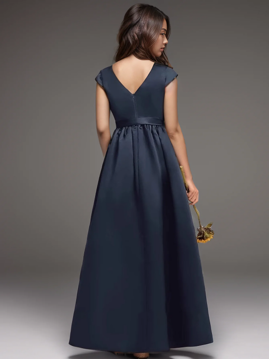 Teen Girl White Long Dress for Birthday Party Performance Featuring Elegant Evening Gown