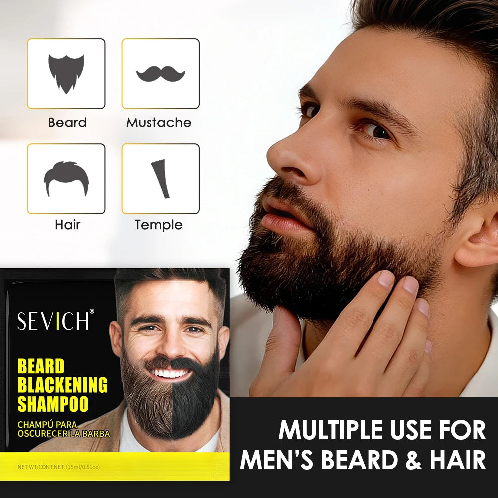 5PCS Natural Beard Hair Dye Shampoo Portable 5 Minute Instant Blackening Color Tint Cream Moustache Shampoo For Men Dropshipping