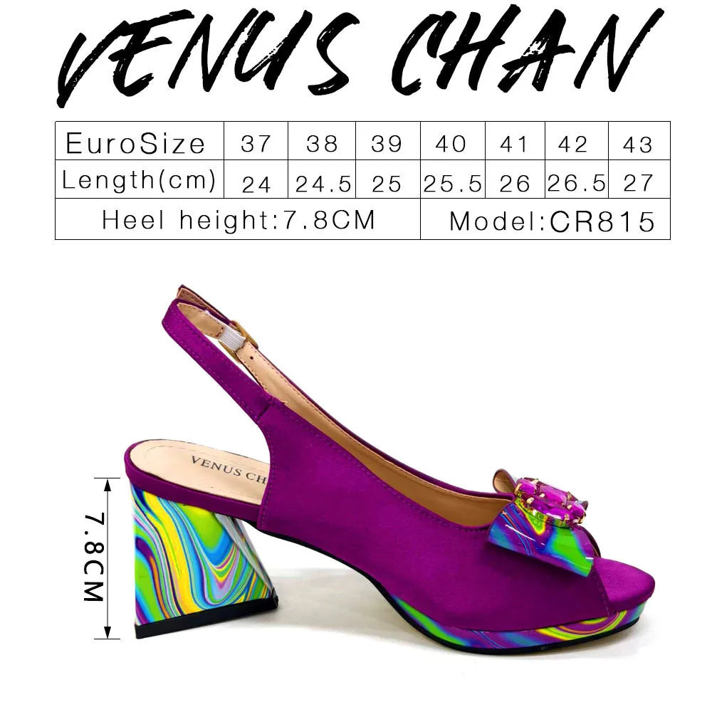 Sandals Woman Summer Ladies Shoes and Bag Decorated with Rhinestone Women Shoe and Bag Set for Party In Women Nigerian Shoe Bag